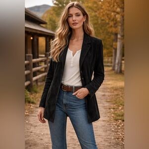 Vintage Nine West Suede Button Up Jacket Medium Black